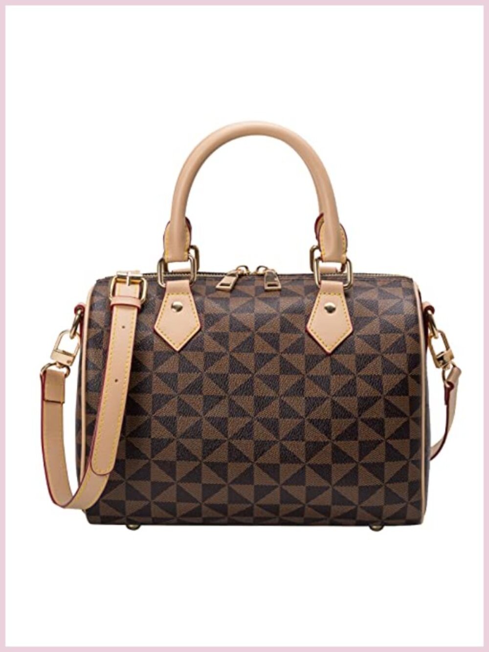 Vegan Leather Satchel Handbag Crossbody Shoulder Bag with Strap